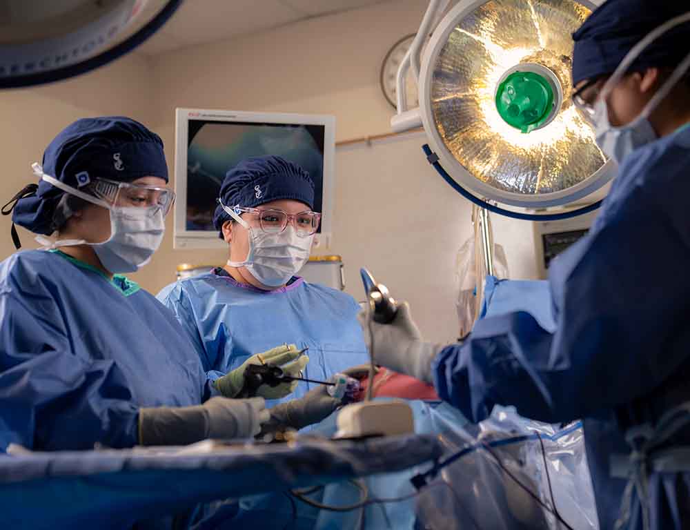 Surgical techs working together